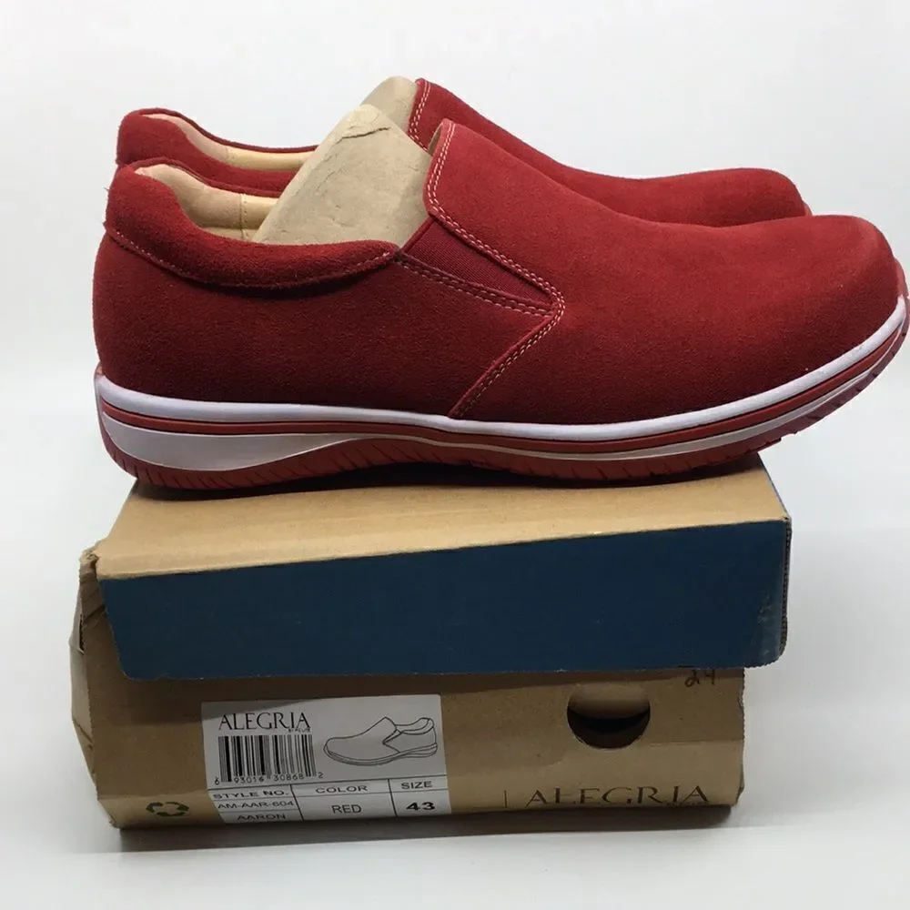 NIB Alegria Aaron Dark Res Suede Slip On Shoes - Size 43 EU 9.5 US (W US 13)